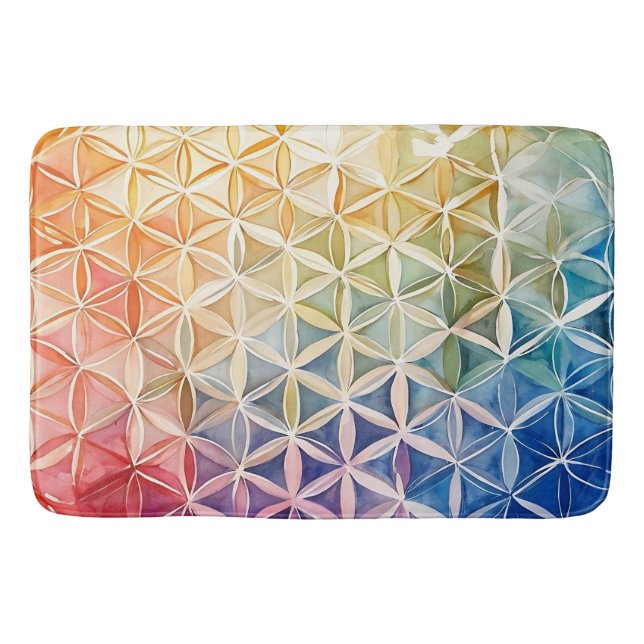 Tapete De Banheiro Flor de Vida - Pintura de Aquarela (Frente)