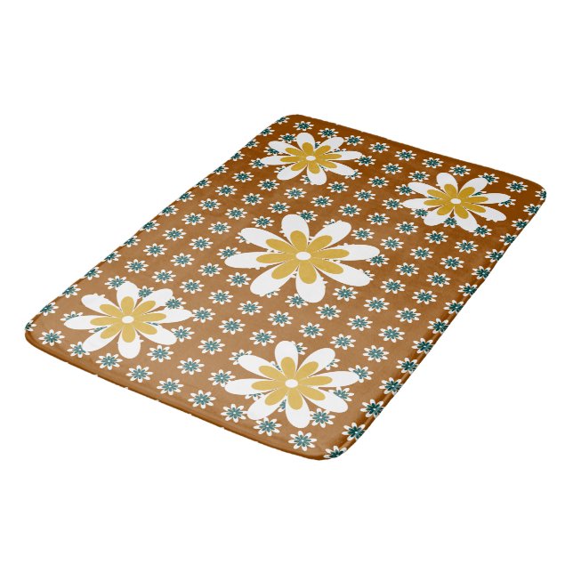 Tapete De Banheiro Flor Mínimo - Castanho Terrestre (Angulado)