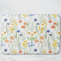 Flor Silvestre Aquarela Laranja Amarelo Azul