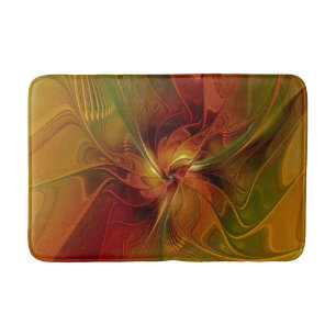 Tapete De Banheiro Flor verde-laranja-abstrato Vermelho Castanho-Cast