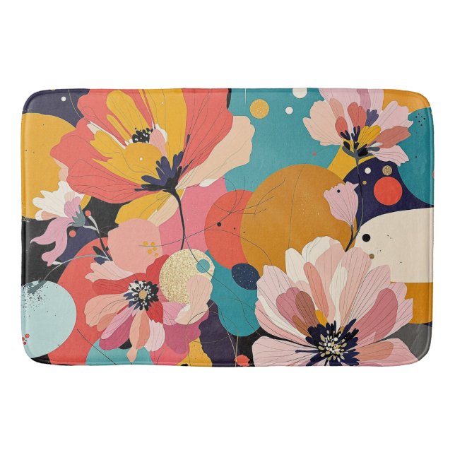 Tapete De Banheiro "Floral Abstrato" (Frente)