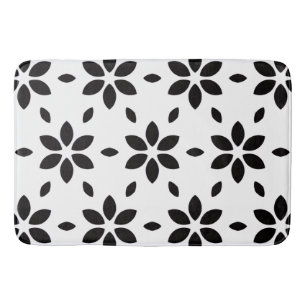 Tapete De Banheiro Floral Abstrato Preto e Branco Moderno
