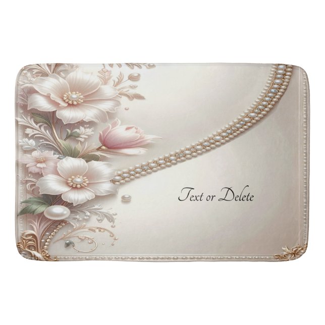 Tapete De Banheiro Floral and Pearl Embellishments Bath Mat (Frente)