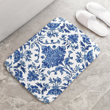 Floral Azul Chinoiserie Aquarela Branca