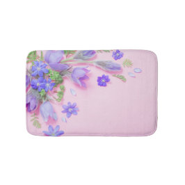 Tapete De Banheiro Floral Bath Mat | Blue Wildflowers Memory Foam Rug