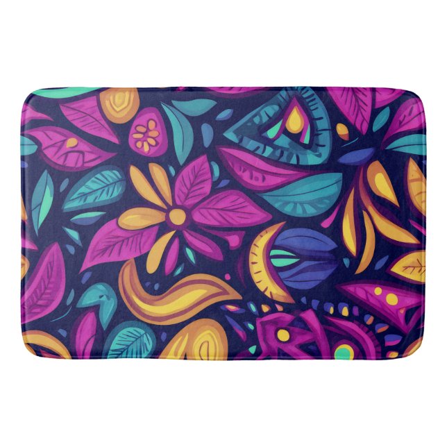Tapete De Banheiro Floral Boho Abstrato colorido (Frente)