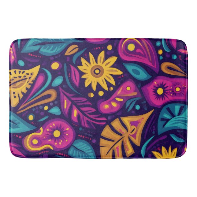 Tapete De Banheiro Floral Boho Abstrato, colorido 5 (Frente)