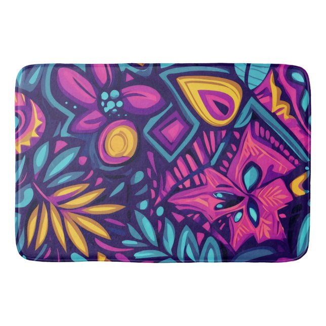 Tapete De Banheiro Floral Boho Abstrato colorido 8 (Frente)