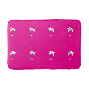 Tapete De Banheiro Floral Branco Repetido Rosa Choque
