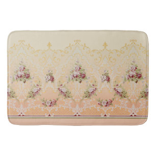 Tapete De Banheiro Floral Clássico Elegante e Dourado Filigree Rococ