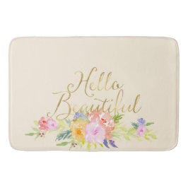 Tapete De Banheiro Floral de Aquarela Rosa-Pêssego bonito