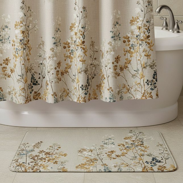 Tapete De Banheiro floral de prado âmbar (Criador carregado)