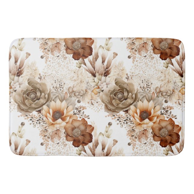 Tapete De Banheiro Floral do Sudoeste Creme Marrom Ocidental (Frente)