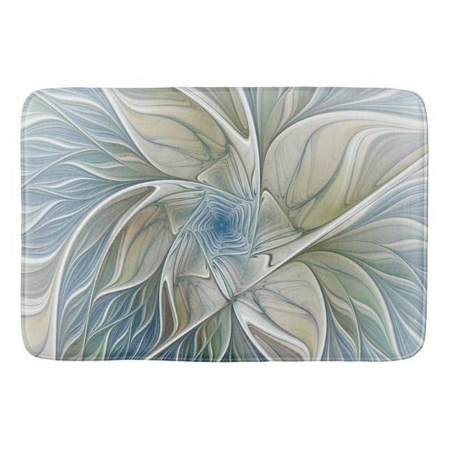 Tapete De Banheiro Floral Dream Pattern Abstrato Blue Khaki Fractal (Frente)