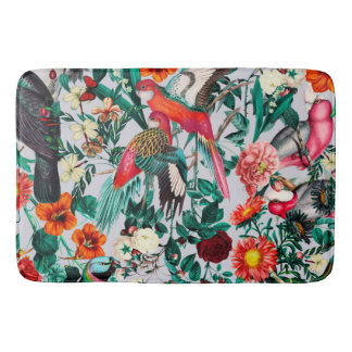 TAPETE DE BANHEIRO FLORAL E AVES XIV-II