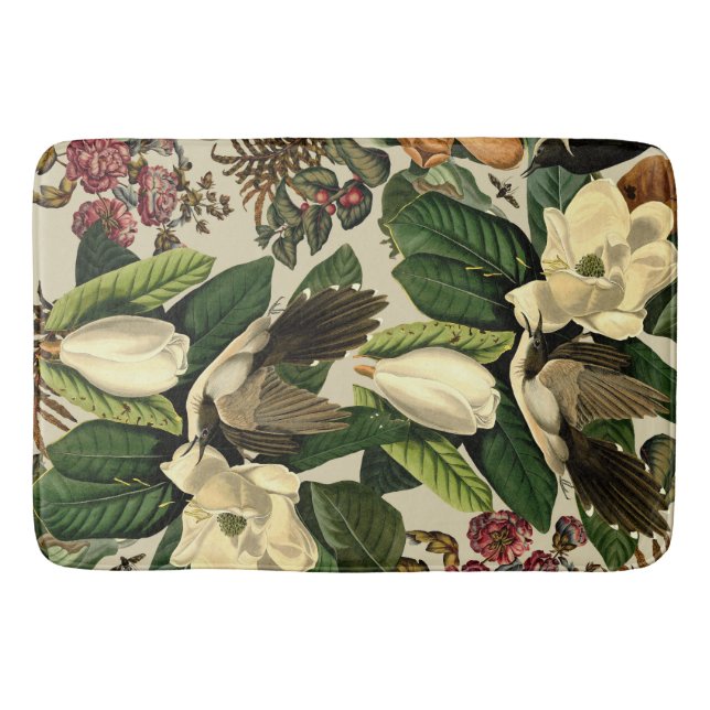 Tapete De Banheiro Floral E Aves Xxi-ii (Frente)