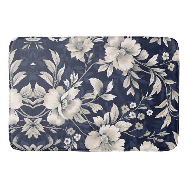 Tapete De Banheiro Floral em Azul (Frente)