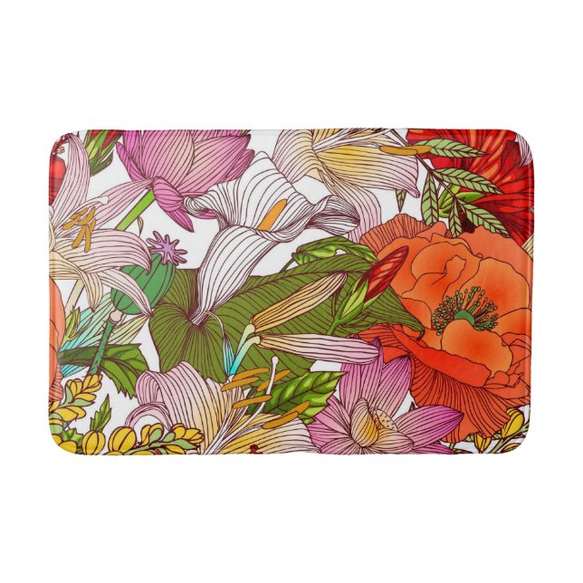 Tapete De Banheiro Floral estética (Frente)