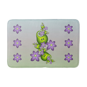 Tapete De Banheiro Floral Fantasy Lilac Flores Verde Formas Fractais