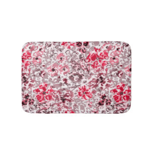 Tapete De Banheiro Floral, leopardo, vermelho e branco, vermelho,