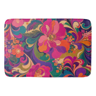 Tapete De Banheiro Floral Luxuoso Tom de Joia Psicodélico dos Anos 60