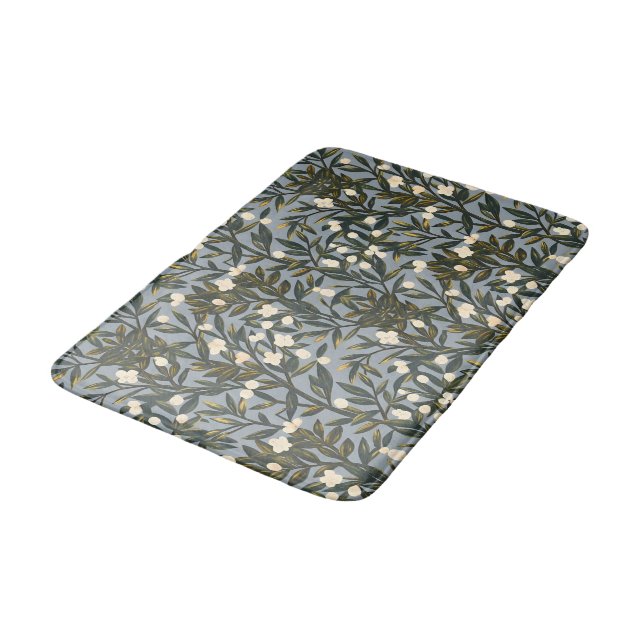 Tapete De Banheiro Floral pattern on  dusty blue-gray background (Angulado)