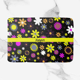 Tapete De Banheiro Floral Preto do Mod
