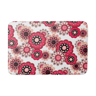 Tapete De Banheiro Floral rústico retrô vermelho e branco