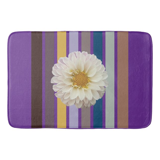 Tapete De Banheiro Floral Stripe Botanical Bath Mat (Frente)