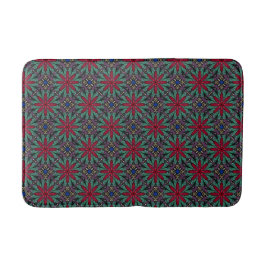 Tapete De Banheiro Floral Vermelho Com Verde e Azul