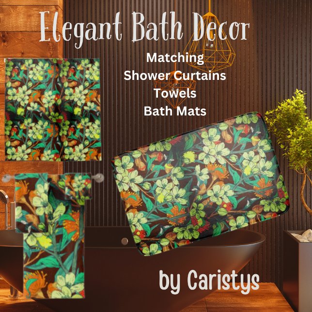 Tapete De Banheiro Florals Brown, Rust, Teal (Criador carregado)