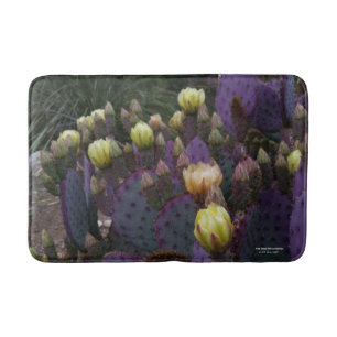Tapete De Banheiro Flores amarelas de pera púrpura da opuntia cacto