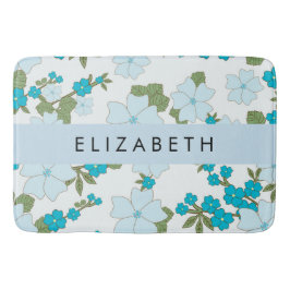 Tapete De Banheiro Flores Azuis, Padrão De Flores, Seu Nome