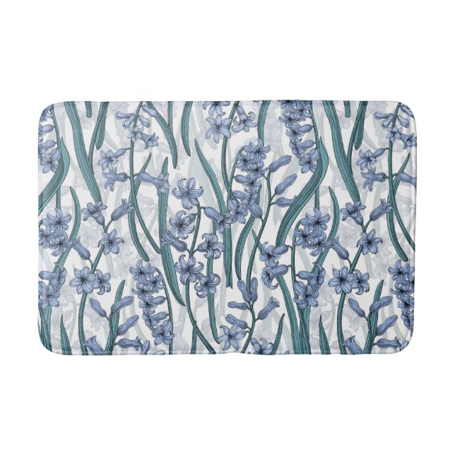 Tapete De Banheiro Flores Blue Hyacinth em branco (Frente)