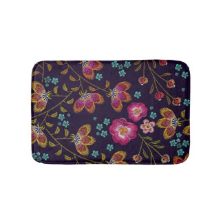 Tapete De Banheiro Flores bordadas: padrão sem costura de moda