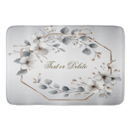 Tapete De Banheiro Flores brancas de aquarela Ouro Frame Silver Teal