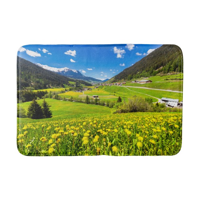 Tapete De Banheiro Flores | Cantão de Dandelion de Grisons, Suiça (Frente)