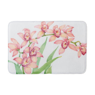 Tapete De Banheiro Flores Cor-de-Água Rosa