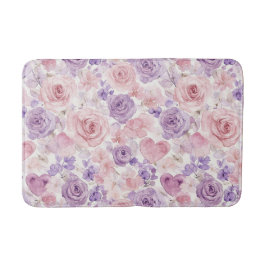 Tapete De Banheiro Flores Corações Rosa Roxo Blush Dia dos Namorados