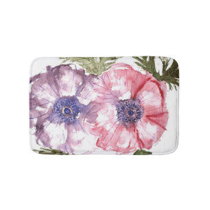 Tapete De Banheiro Flores da aguarela