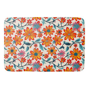 Tapete De Banheiro Flores de Arte Folclórica