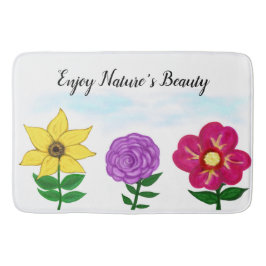 Tapete De Banheiro Flores de Fuchsia Púrpura Amarela