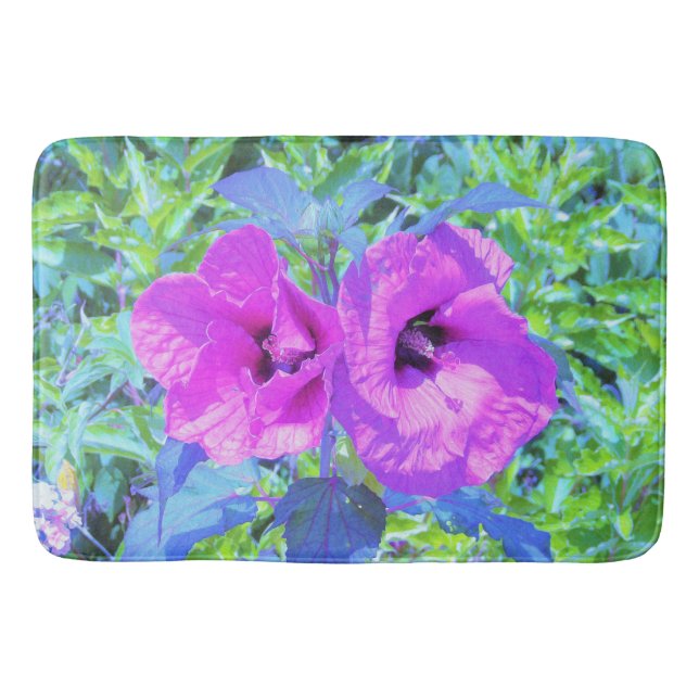 Tapete De Banheiro Flores de Hibisco Roxo-Roxo-Violeta (Frente)