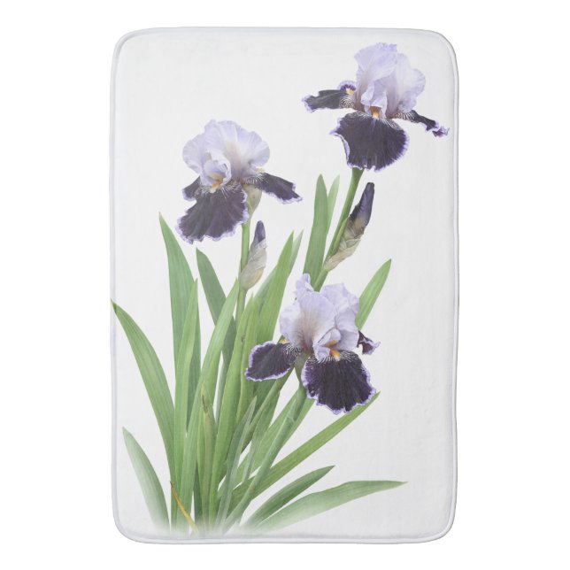 Tapete De Banheiro Flores de Íris Roxo Arte Botânica (Frente Vertical)