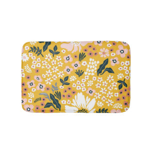 Tapete De Banheiro Flores de Jardim: Charme de Vintagem Amarela.