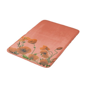 Tapete De Banheiro Flores De Laranja Laranja Torneira Flores Florais 