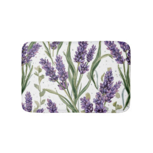 Tapete De Banheiro Flores de Lavanda Roxa Botânica Aquarela