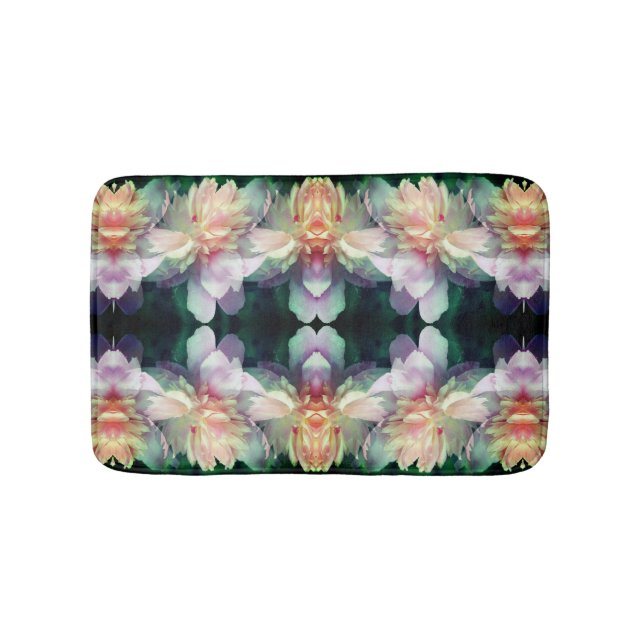 Tapete De Banheiro Flores de Pedônia Rosa Multiplicadas Abstrato (frente)