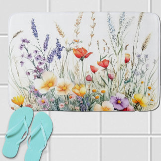 Tapete De Banheiro Flores de Prado e Lavanda