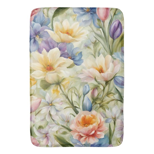 Tapete De Banheiro Flores de primavera sofisticadas e refinadas. Pint (Frente Vertical)